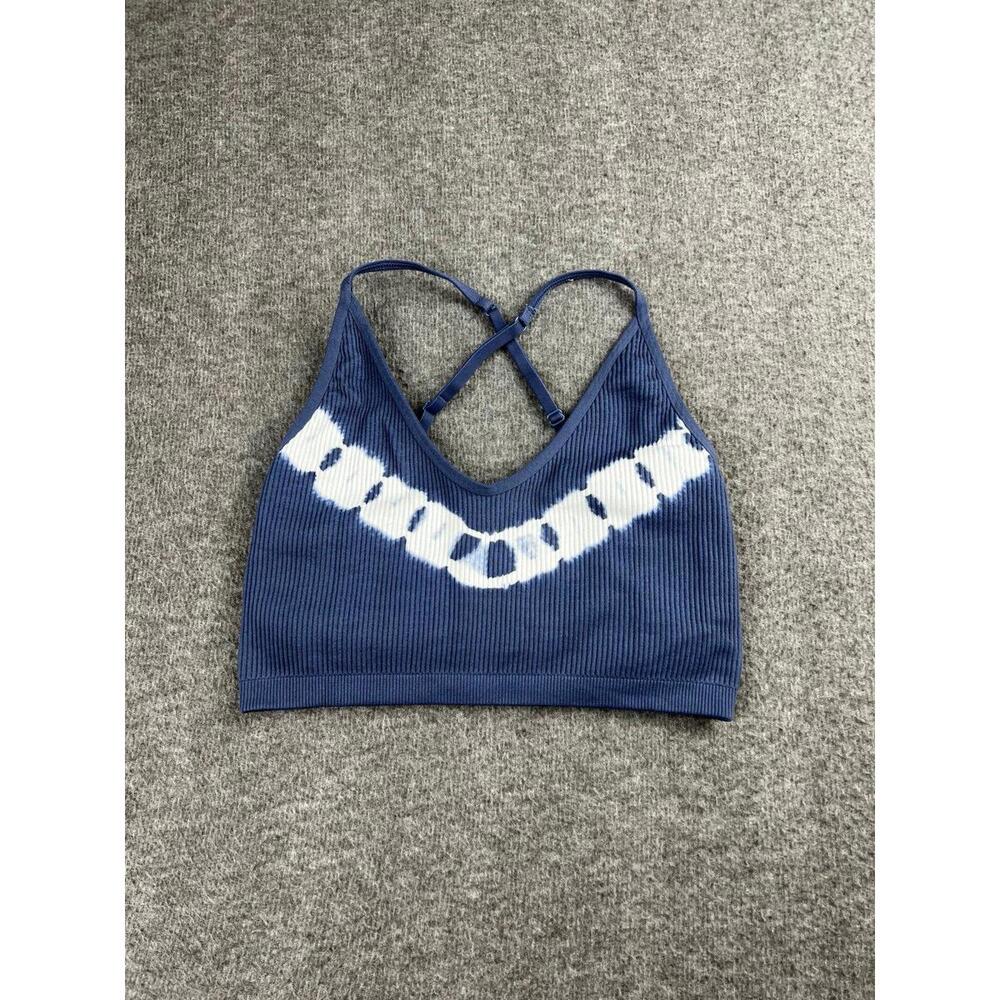 Aerie Blue Ribbed Sports‎ Bra with Crisscross Back Size Small